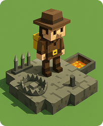 Adventurer character surrounded by traps