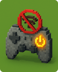 Game controller with a crossed out Wi-Fi symbol