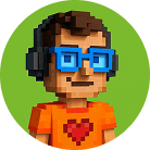 Character in glasses